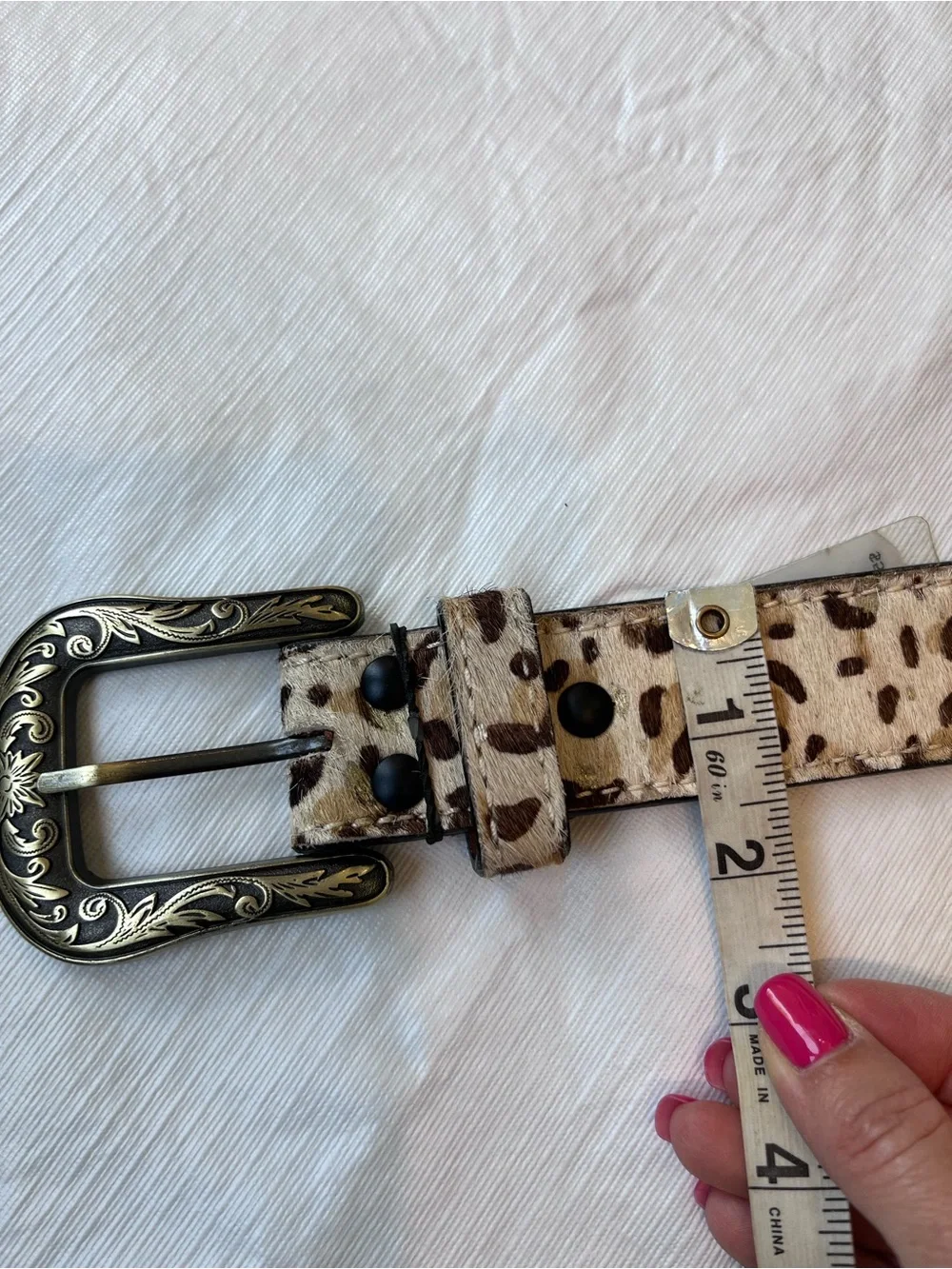 Angel Ranch Calf Hair Western Cheetah Belt - Picture 9 of 9